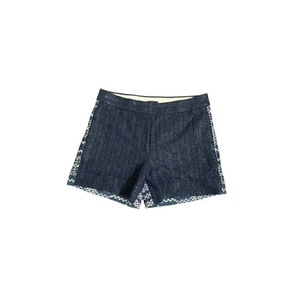 j crew collection womens blue white tweed woven shorts 6 small